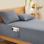 Horbaunal Extra Deep Pocket Queen Fitted Sheet Only - Fits Up To 24 Inch Mattress - Luxury 1800 Thread Count - Microfiber Silver