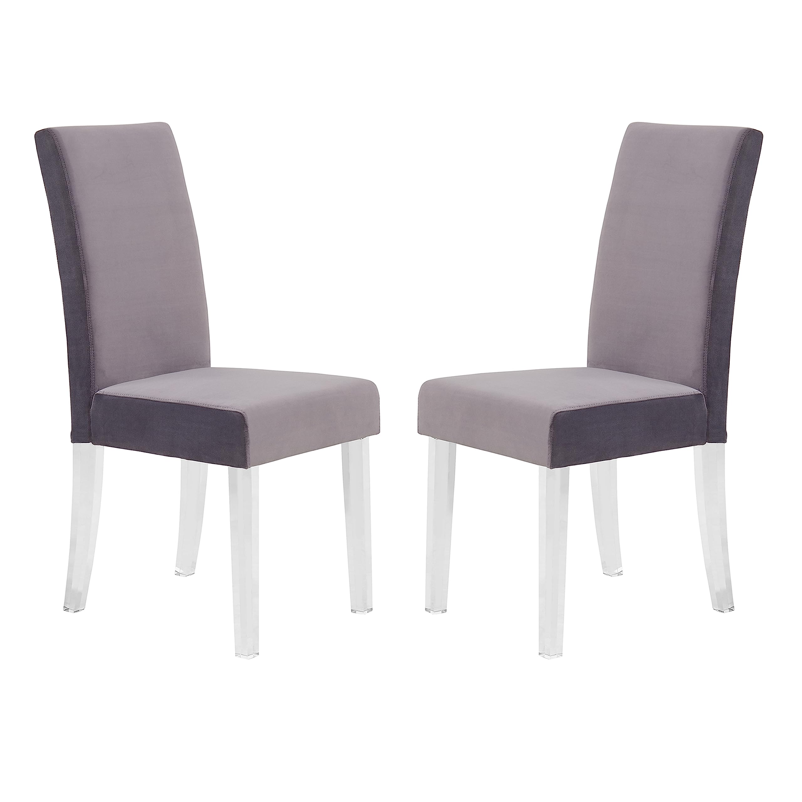 Armen Living Dalia Modern and Contemporary Dining Chair (Set of 2), Gray/Acrylic Finish