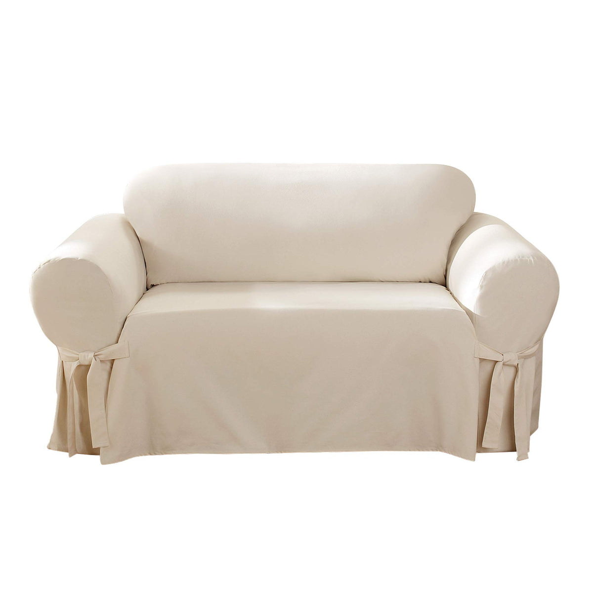 Surefit Duck Cotton Loveseat Box Cushion Slipcover - One Piece Slipcover, Relaxed Woven Fit, 100% Cotton, Machine Washable