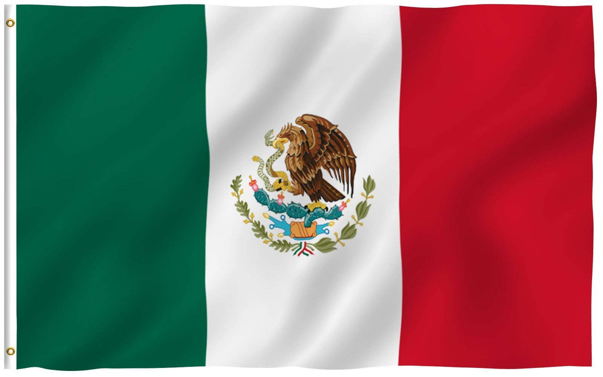 Anley Fly Breeze 3X5 Foot Mexico Flag - Vivid Color And Fade Proof - Canvas Header And Double Stitched - Mexican Mx National Fla