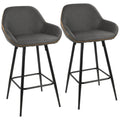 LumiSource Clubhouse Counter Stools for Kitchen Counter in Black Frame and Faux Leather, Counter Height Chairs, Bar Stools Set o