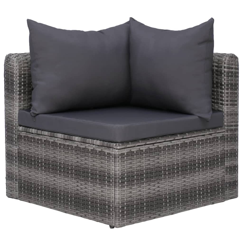 vidaXL 8 Piece Garden Lounge Set with Cushions Outdoor Rattan Sofa Sets Patio Sofa Garden Furniture Set Durable Sturdy Poly Rattan Gray