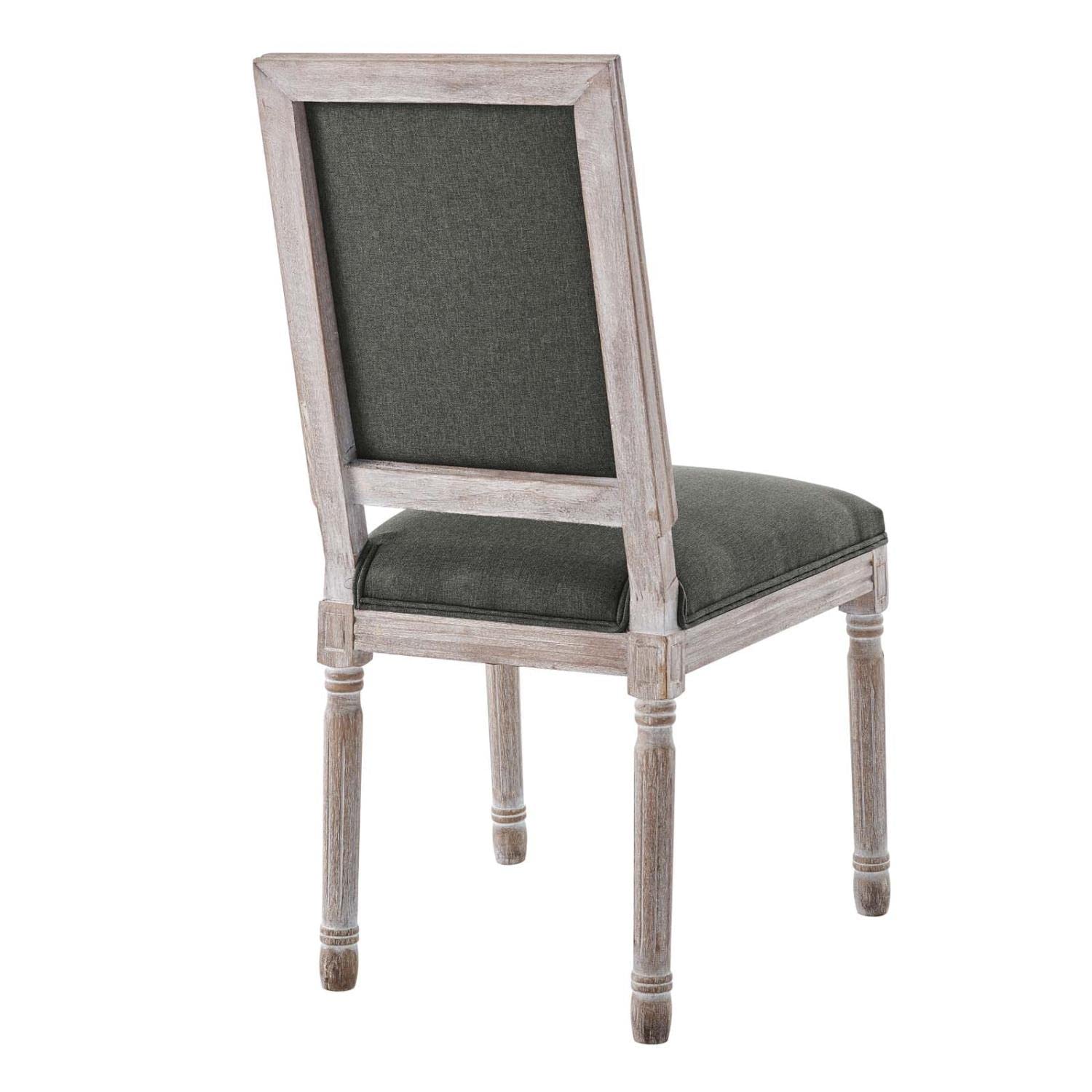 Modway EEI-4661-NAT-GRY Court French Vintage Upholstered Fabric Dining Side Chair, Natural Gray