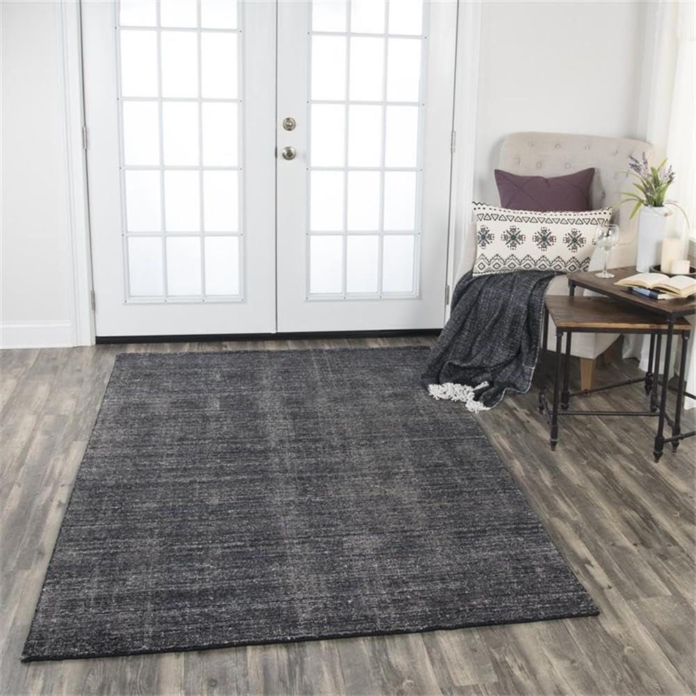 Rizzy Home Alora Decor Demure 5' X 8' Solid Black/Charcoal Hand-Loomed Area Rug