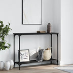 vidaXL Black Console Table with Durable Engineered Wood and Metal Frame, Stylish Furniture for Living Room, Hallway, Entryway