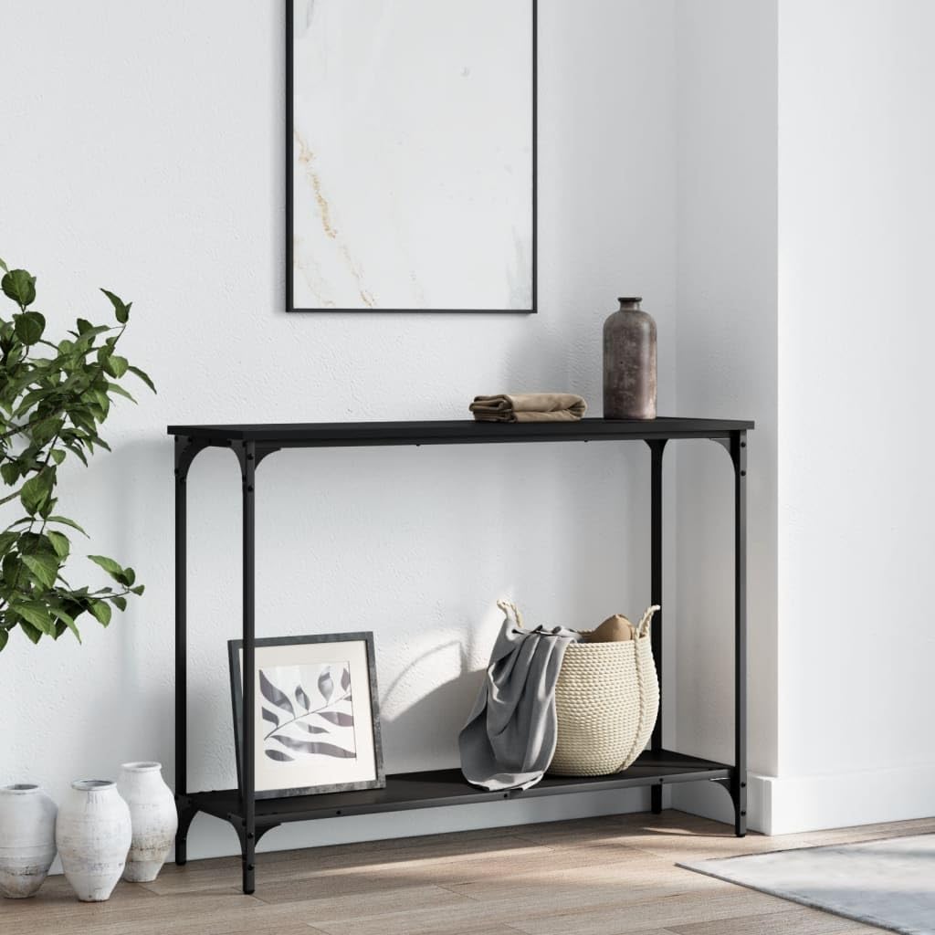 vidaXL Black Console Table with Durable Engineered Wood and Metal Frame, Stylish Furniture for Living Room, Hallway, Entryway