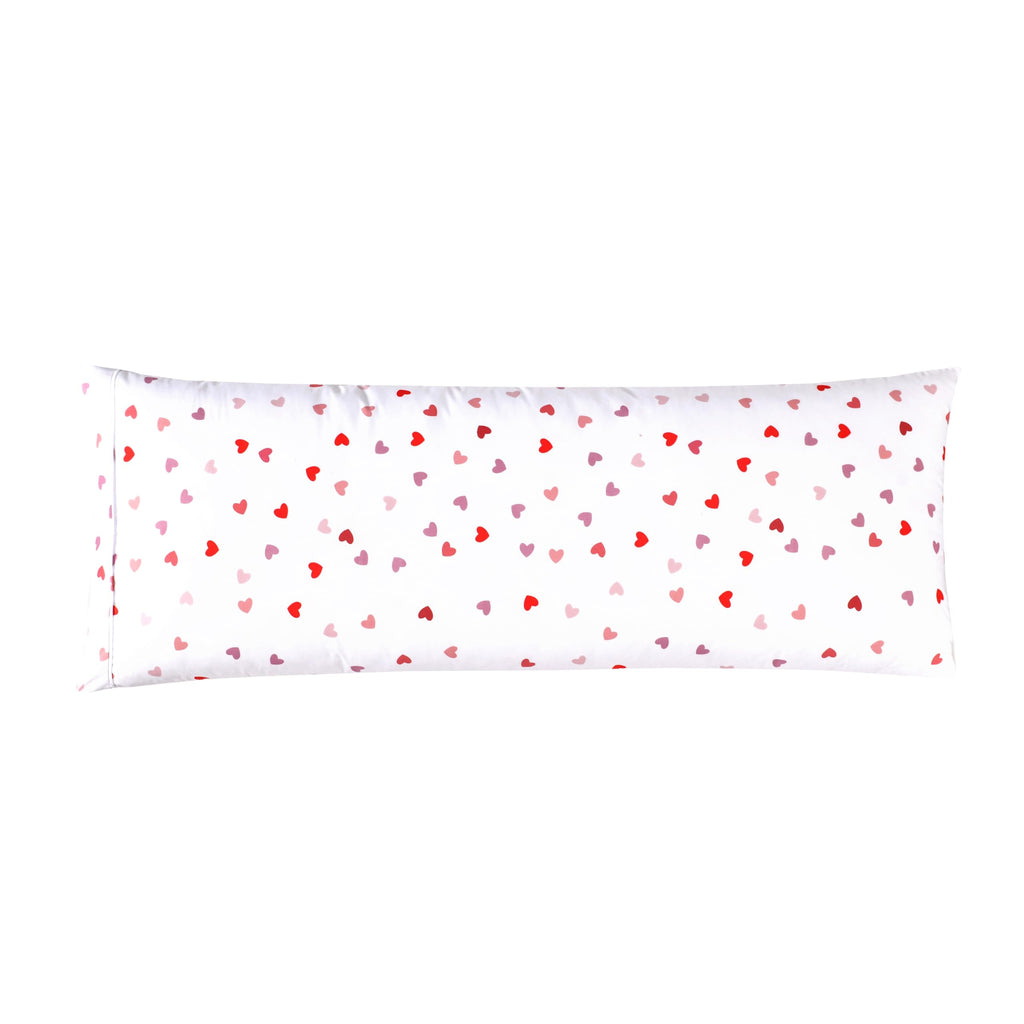 Elegant Comfort Ultra Soft 1-Piece Set Hearts Print Pillowcases - 1500 Premium Hotel Quality Microfiber, Soft And Smooth Hidden Zipper Closure 1-Piece Pillow Covers - Body Pillowcase, Valentina