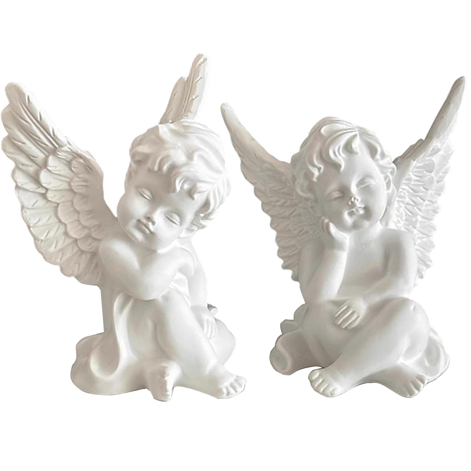 Kiaotime L Set Of 2 Resin Adorable Cherubs Angels Statues Figurine Guardian Angel Garden Angels Sculpture Cute Angel Collection