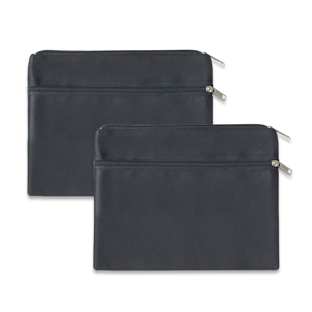 Ezekmaf 2 Pack 600D Poly 15.7X12.7 Inches Large Storage Envelope File Paper Document Organizer Pouches Bags 2 Zippered Pockets P