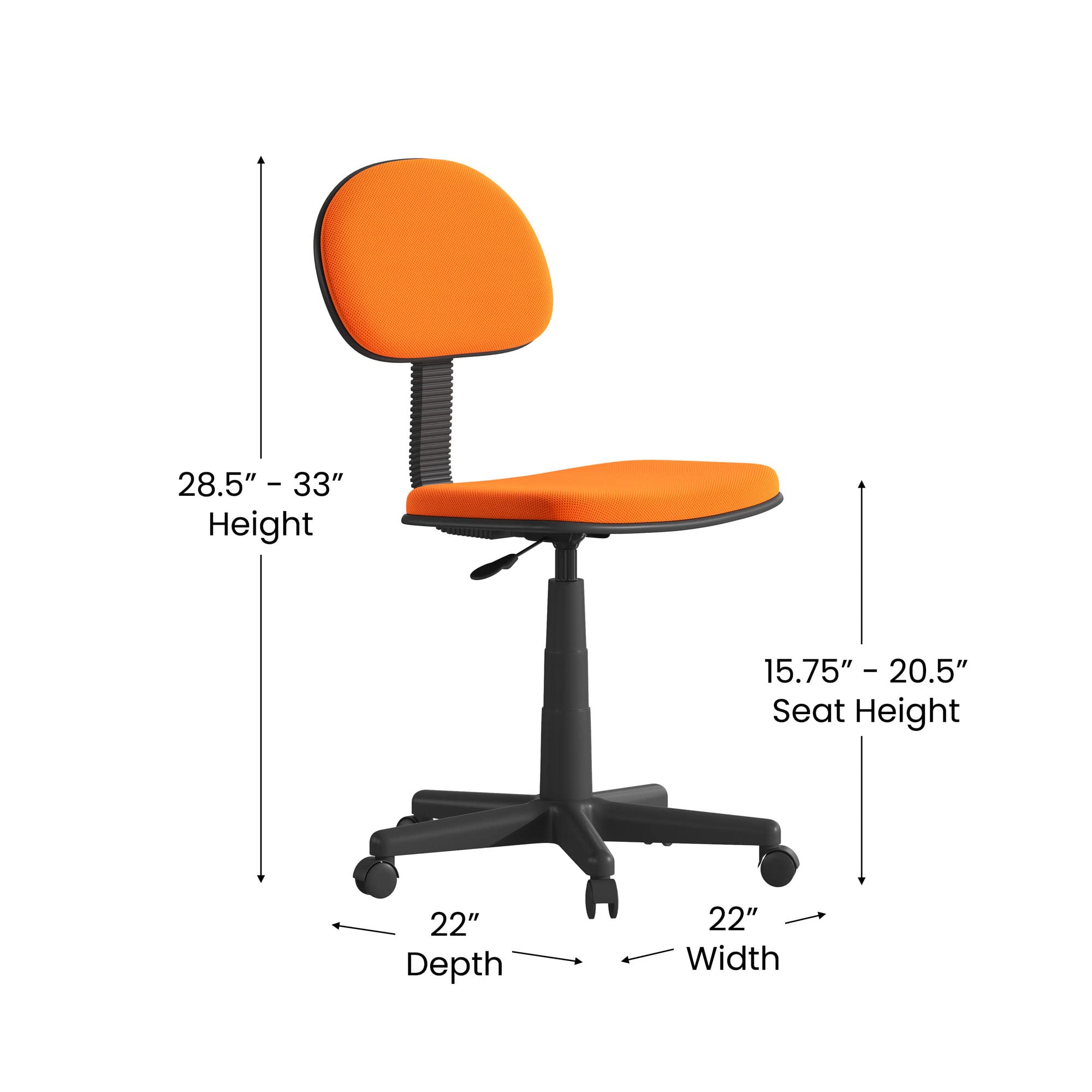 Flash Furniture Harry Low Back Swivel Task Office Chair - Adjustable Light Orange Student Chair with Padded Mesh Seat & Back - Homeschool Study Chair