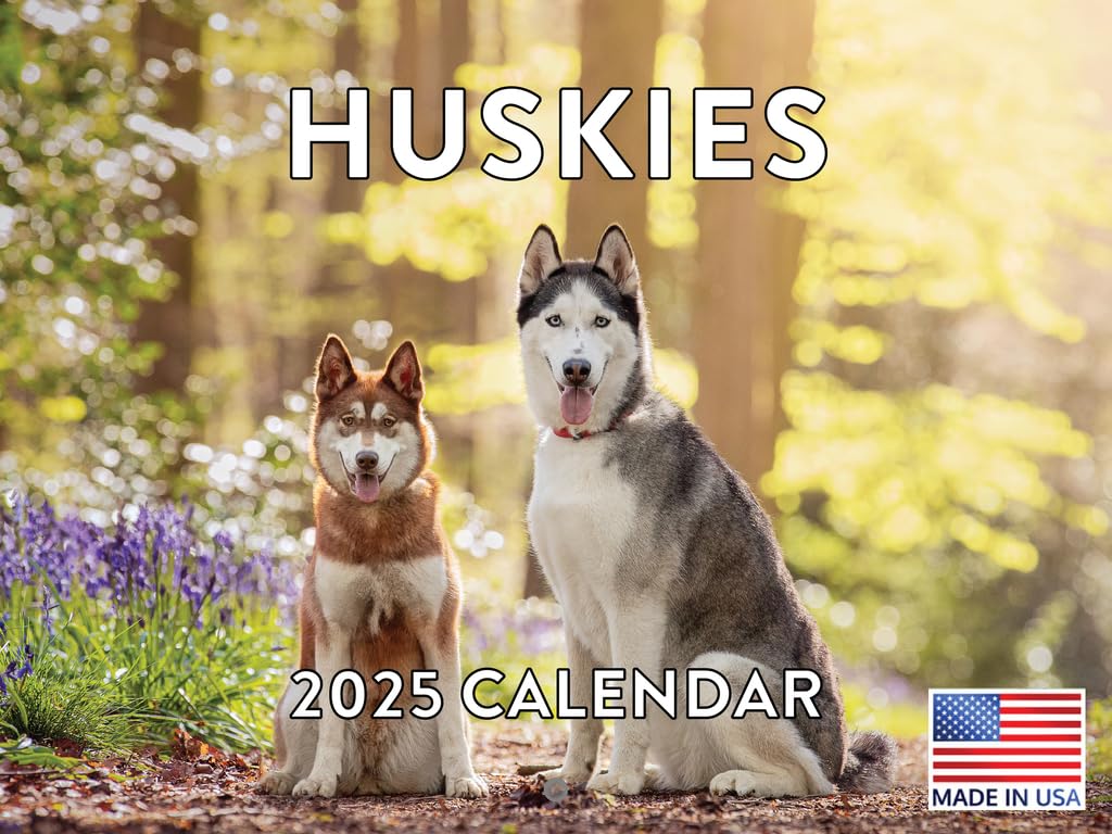 Siberian Husky Calendar 2025 Huskies Monthly Wall Calander 12 Month | American Made In The Usa