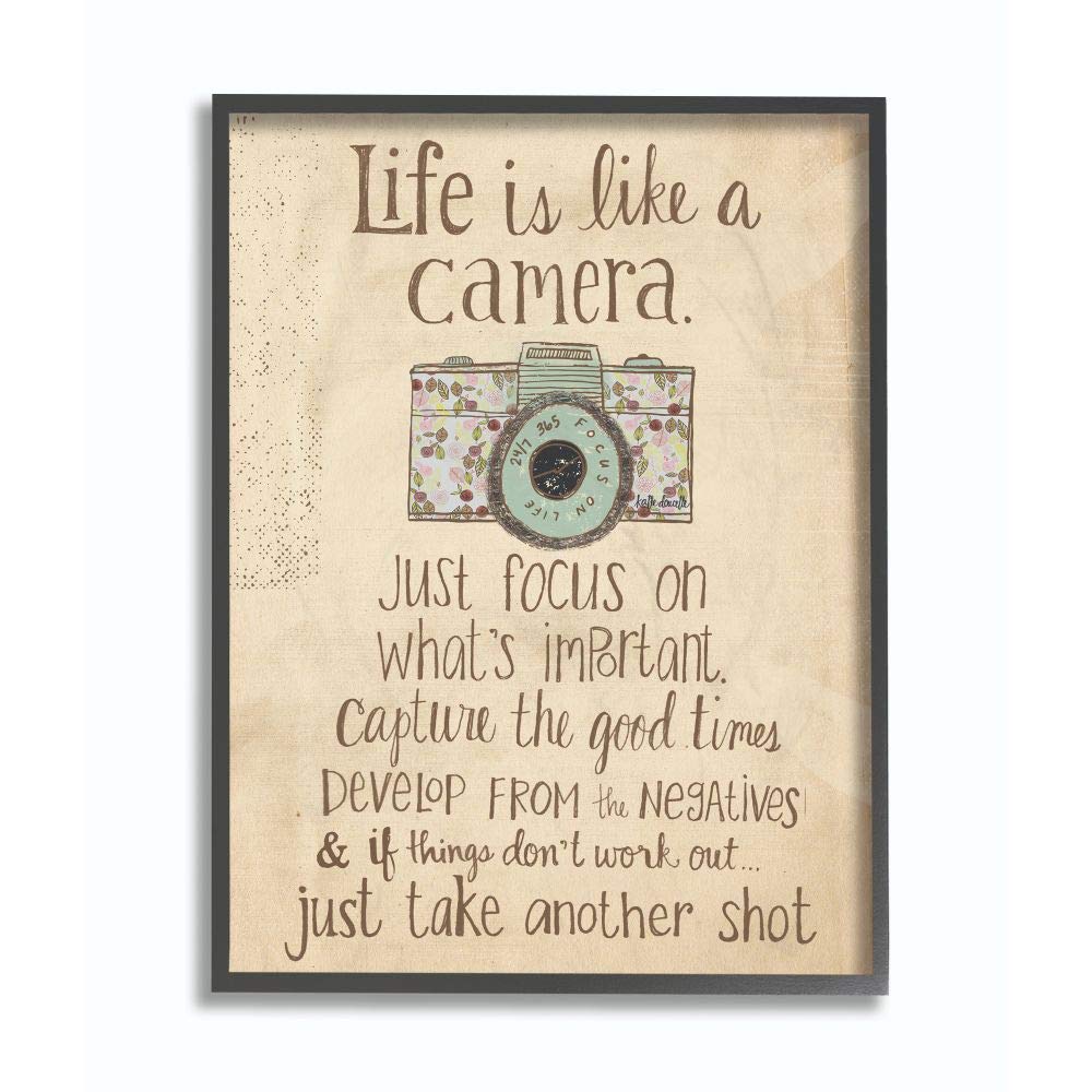 Stupell Industries Life is Like a Camera Inspirational, Design by Katie Doucette Wall Art, 24 x 30, Brown
