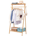 Jotsport Bamboo Clothing Garment Rack with 2 Tier Storage Shelf