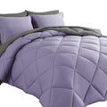 Cosybay Bed In A Bag Full Reversible Comforter Sets 7Pcs All Season Down Alternative Bedding Sets Lavender And Grey With Comfort