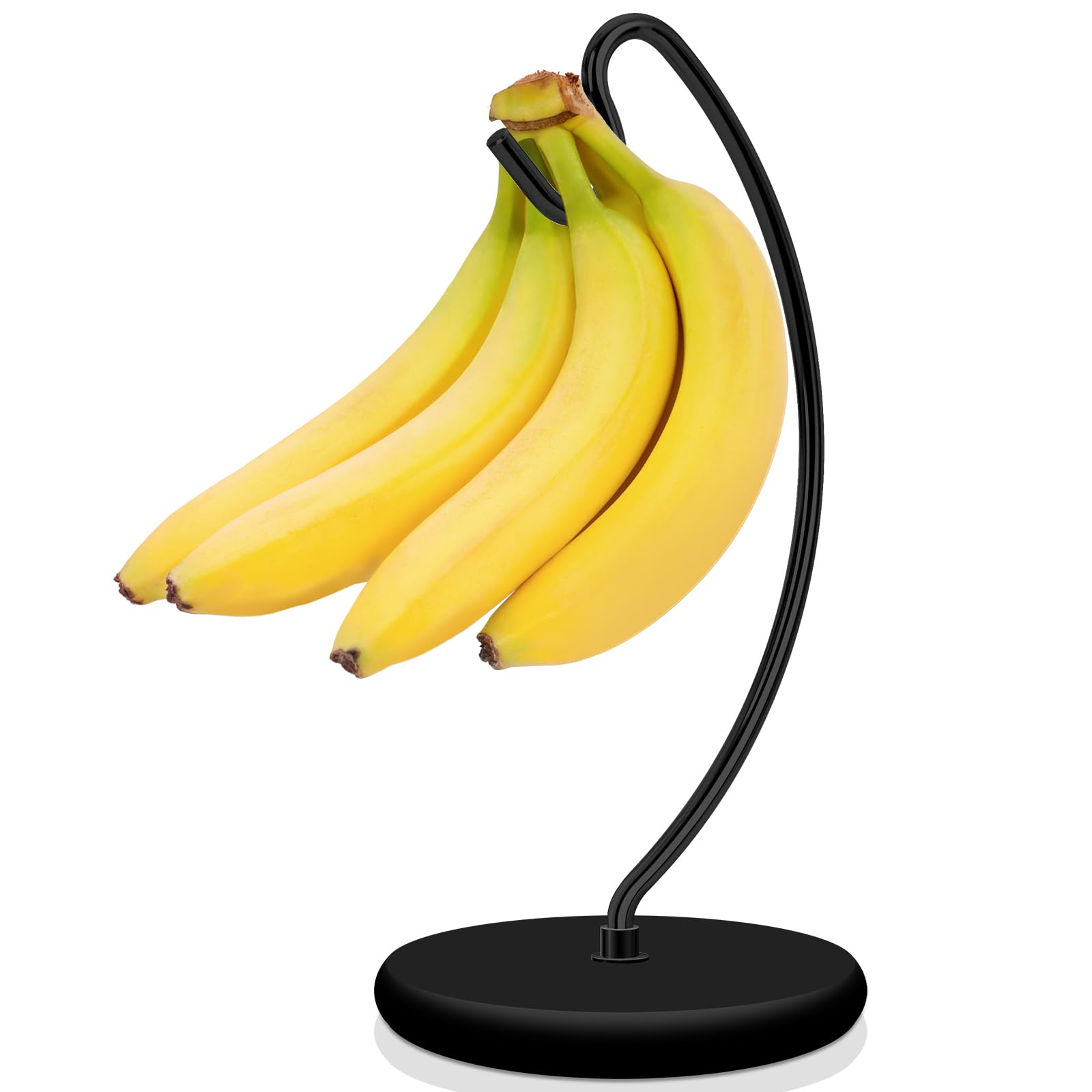 Niceyos Banana Holder Stand - Newest Patented Modern Banana Hanger with Wood Base Stainless Steel Banana Tree Hook Rack for Kitc