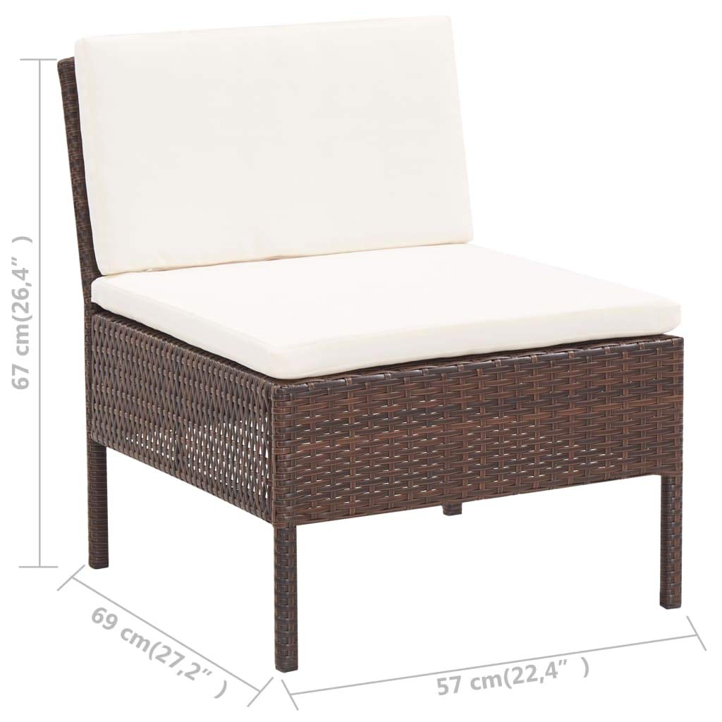 vidaXL 5-Piece Patio Sofa Set with Poly Rattan Brown Cushions - Durable and Weather-Resistant Outdoor Lounge Set Chair-Sofa, Versatile Layouts, Comfortable Seating, Lightweight and Easy to Move