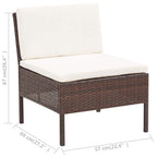 vidaXL 5-Piece Patio Sofa Set with Poly Rattan Brown Cushions - Durable and Weather-Resistant Outdoor Lounge Set Chair-Sofa, Versatile Layouts, Comfortable Seating, Lightweight and Easy to Move