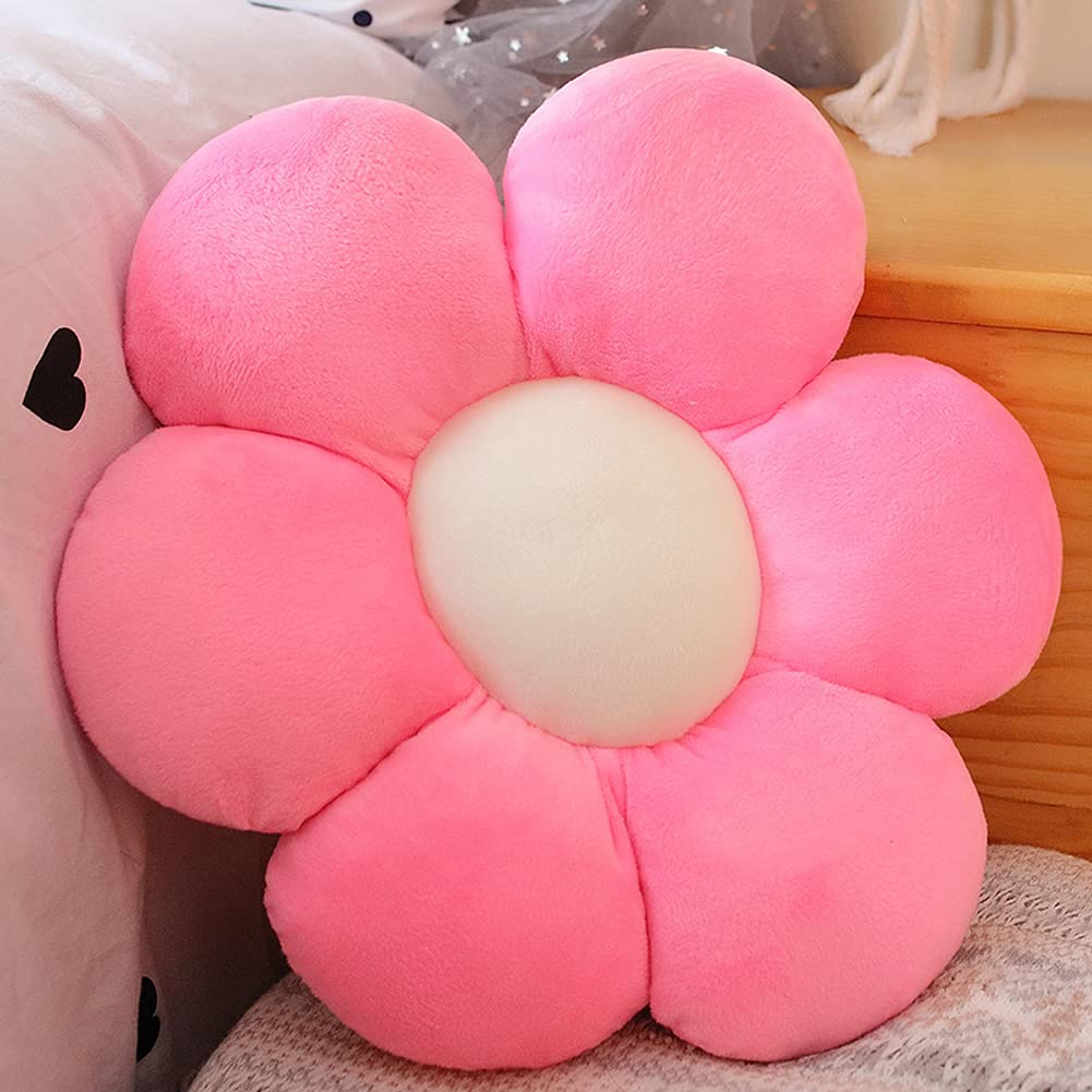 Lannery Flower Plush Throw Pillows, Flower Floor Pillow Seating Cushion Toy For Reading, Room, Watching Tv (11.8'', Pink-1)