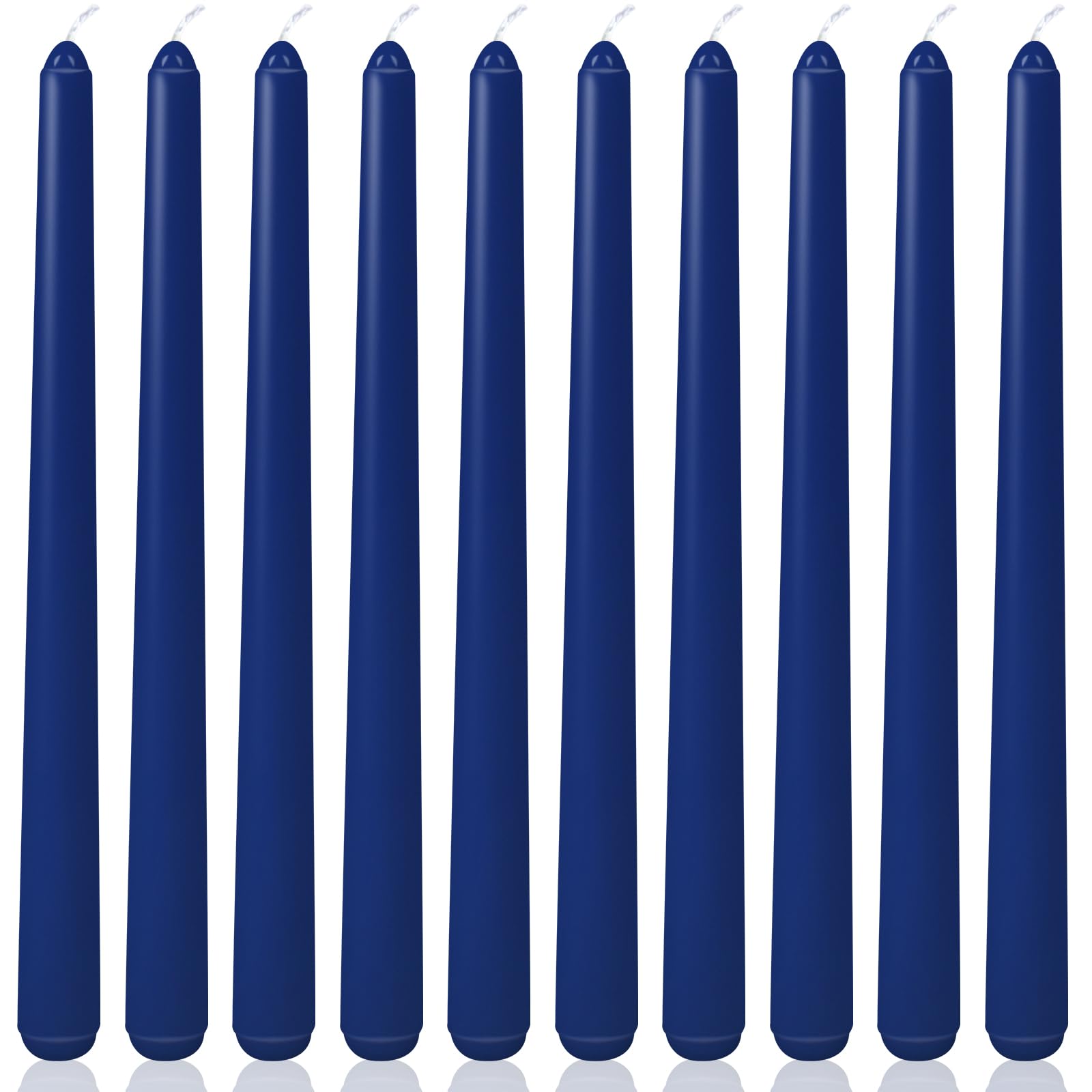 10 Inch Navy-Blue Taper Candles for Religious and Spiritual Settings, 10 Pack Unscented Candlesticks for Holiday, Seasonal Celeb