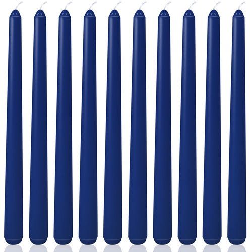 10 Inch Navy-Blue Taper Candles for Religious and Spiritual Settings, 10 Pack Unscented Candlesticks for Holiday, Seasonal Celeb