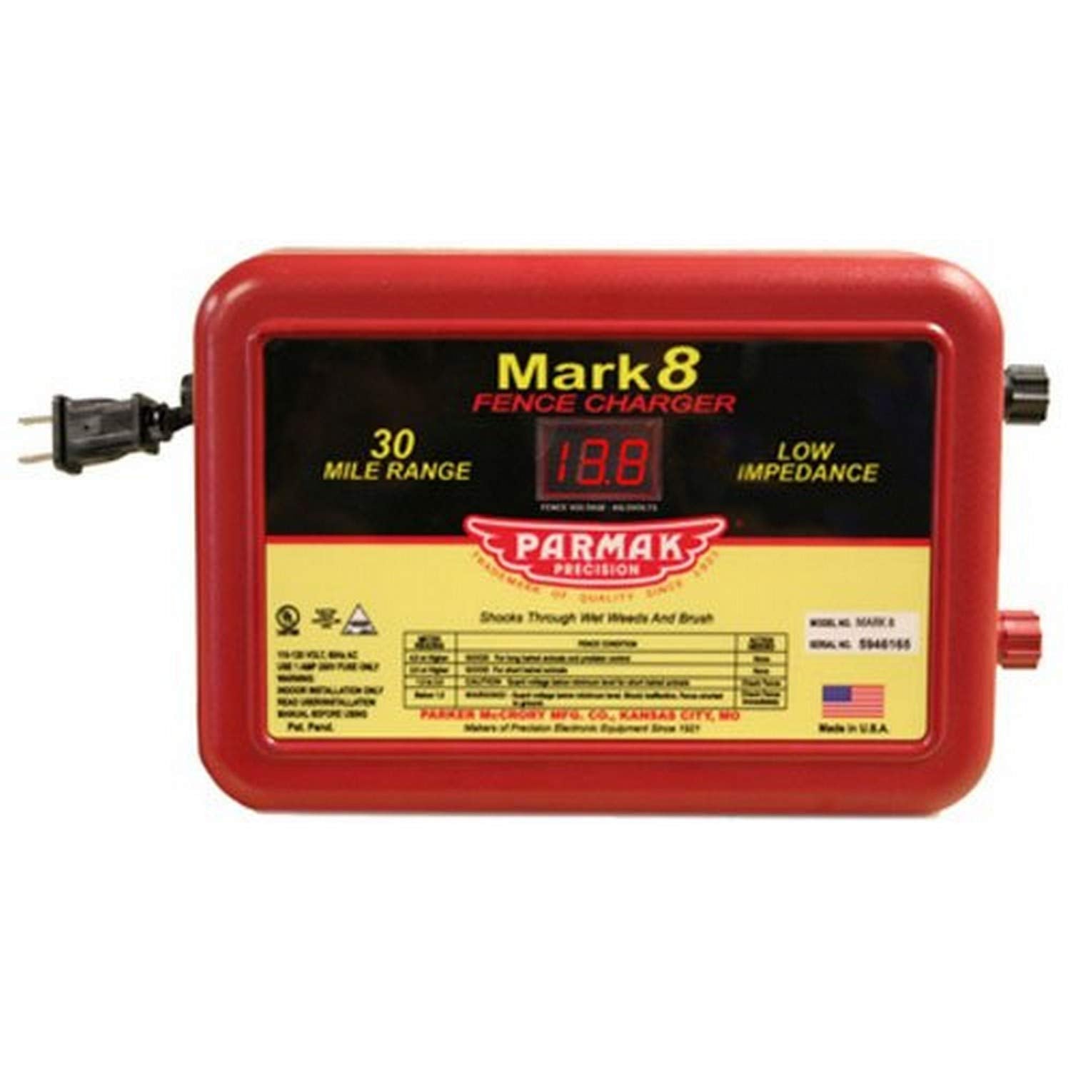 Mark8 Low Impedance 110/120-Volt 30-Mile Range Electric Fence Charger(Reflecting); Indoor Only; Ideal For Livestock Or Predator