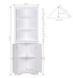 Spirich Tall Corner Cabinet With Doors And Shelves, Freestanding Corner Storage Cabinet For Bathroom, Kitchen, Living Room, White