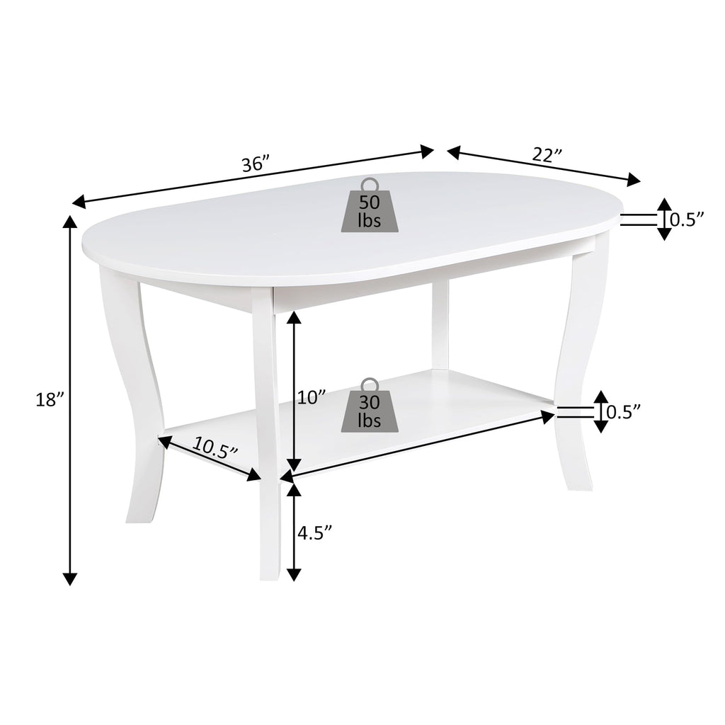 Convenience Concepts American Heritage Oval Coffee Table With Shelf In Espresso Wood Finish
