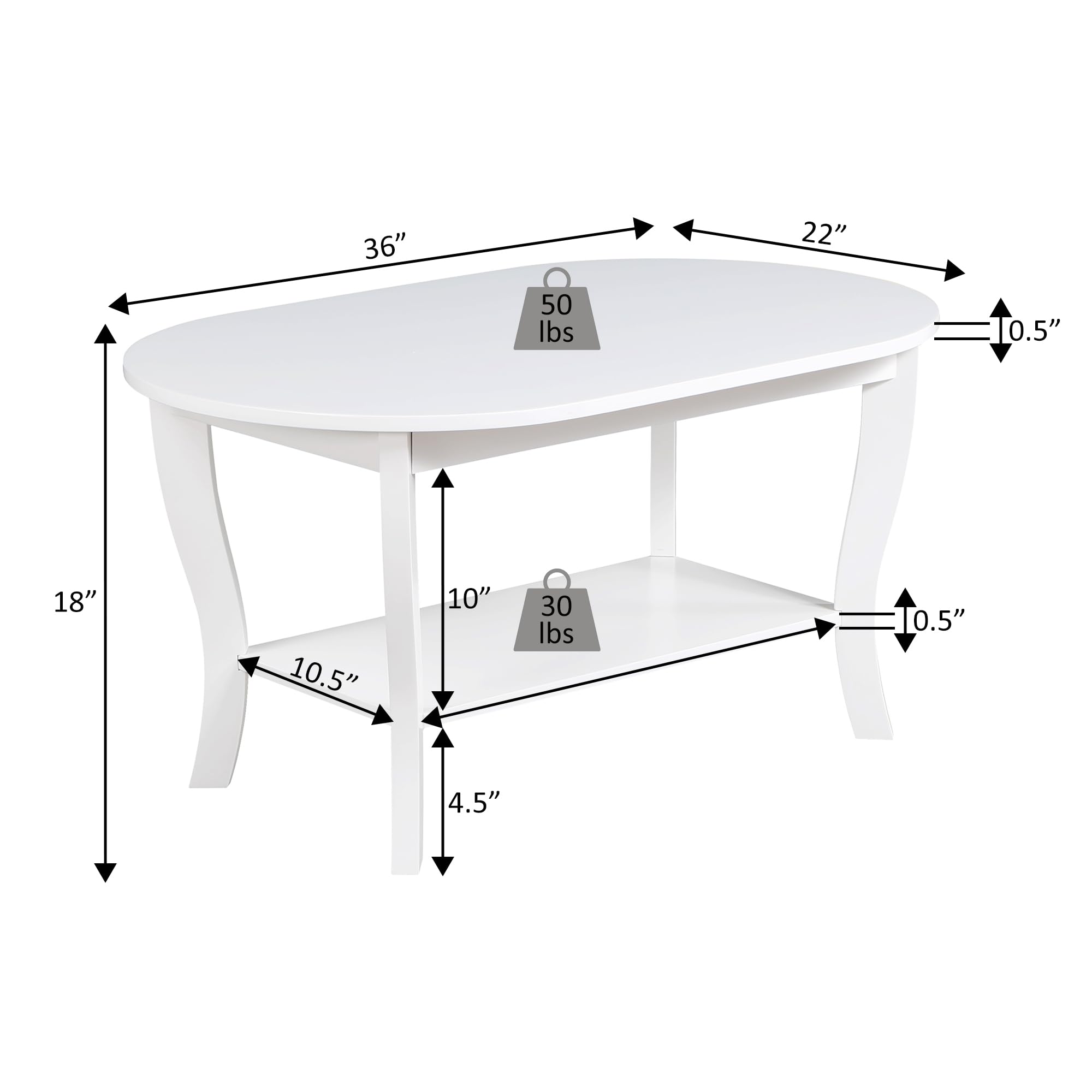 Convenience Concepts American Heritage Oval Coffee Table With Shelf In Espresso Wood Finish