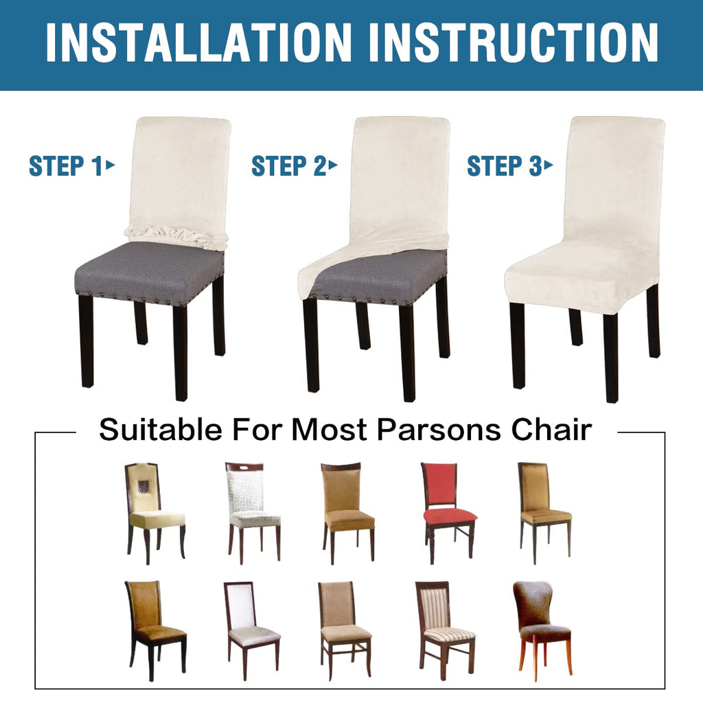 H.Versailtex Dining Chair Covers Velvet Stretch Chair Covers For Dining Room Set Of 6 Parson Chair Slipcovers Chair Protectors C