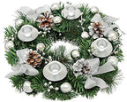 Silver Ribbon Christmas Advent Wreath - Advent Season Centerpiece D  cor - Advent Candle Holder and X-mas Candles Decorations - 