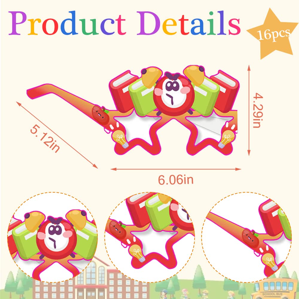 Estivaux 16 Pcs Back To School Eyeglasses Fancy Welcome Back To School Headband First Day Of School Eyeglasses Clock Books Photo