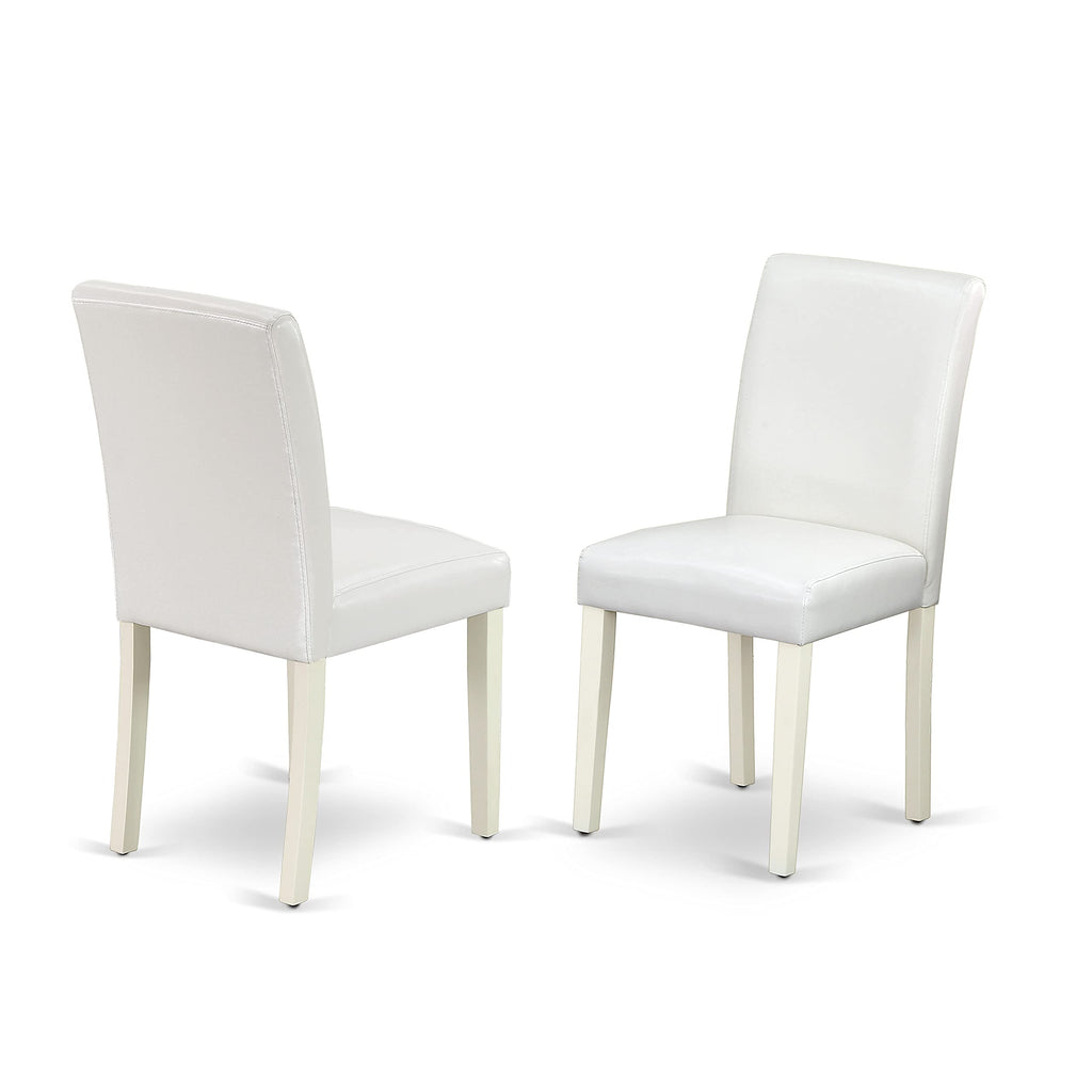East West Furniture V096Ab264-6 V-Style 6 Piece Set Contains A Rectangle Dining Room Table With V-Legs And 4 White Faux Leather Upholstered Chairs With A Bench, 36X60 Inch