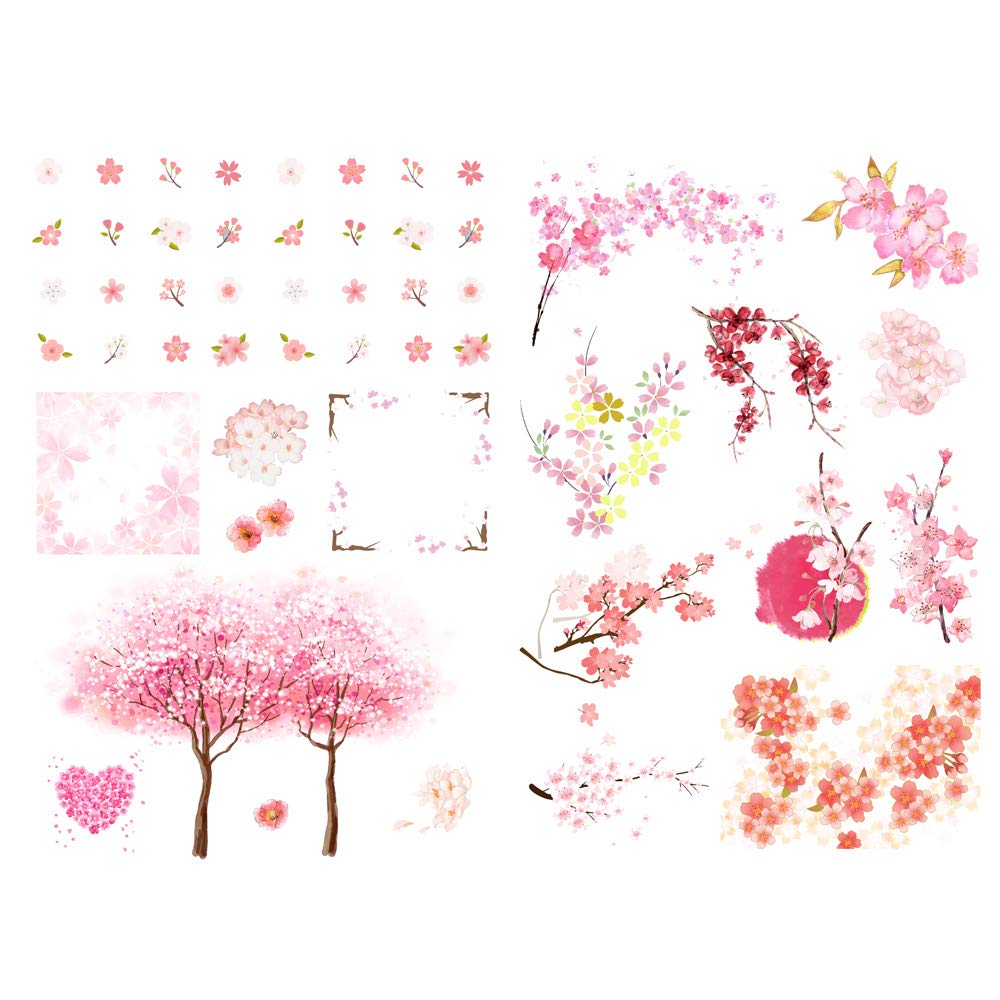 Seasonstorm Pink Sakura Cherry Blossoms Kawaii Aesthetic Happy Planner Diary Journal Stationery Scrapbooking Stickers Travel Art