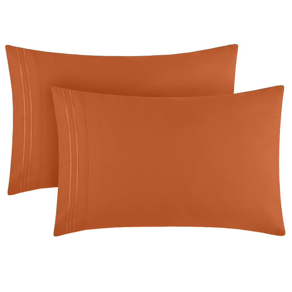 Mellanni Pillow Cases - 2 Pc Iconic Collection Pillowcases - Luxury, Extra Soft, Cooling Pillow Covers - Envelope Closure (Standard/Queen 20' X 30', Terracotta)