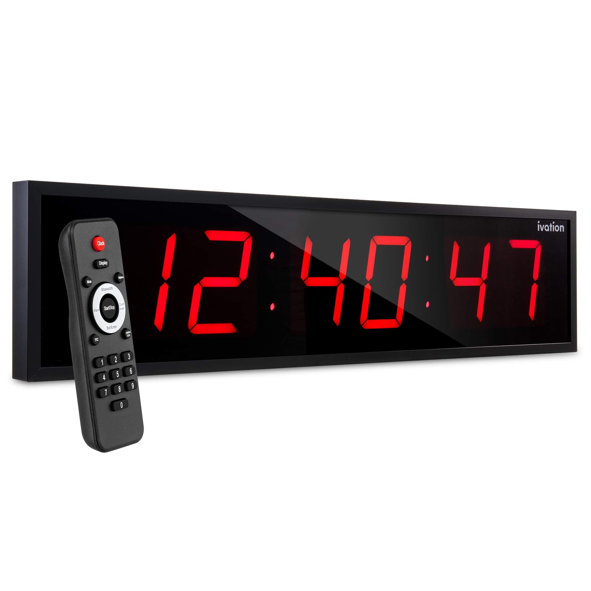 Ivation Huge 36 Inch Large Big Oversized Digital LED Clock with Stopwatch, Alarms, Countdown Timer & Temp - Shelf or Wall Mount 