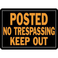 Hy-Ko Products 813 Posted No Trespassing Keep Out Aluminum Sign 9.25'' x 14'' Orange/Black, 1 Piece