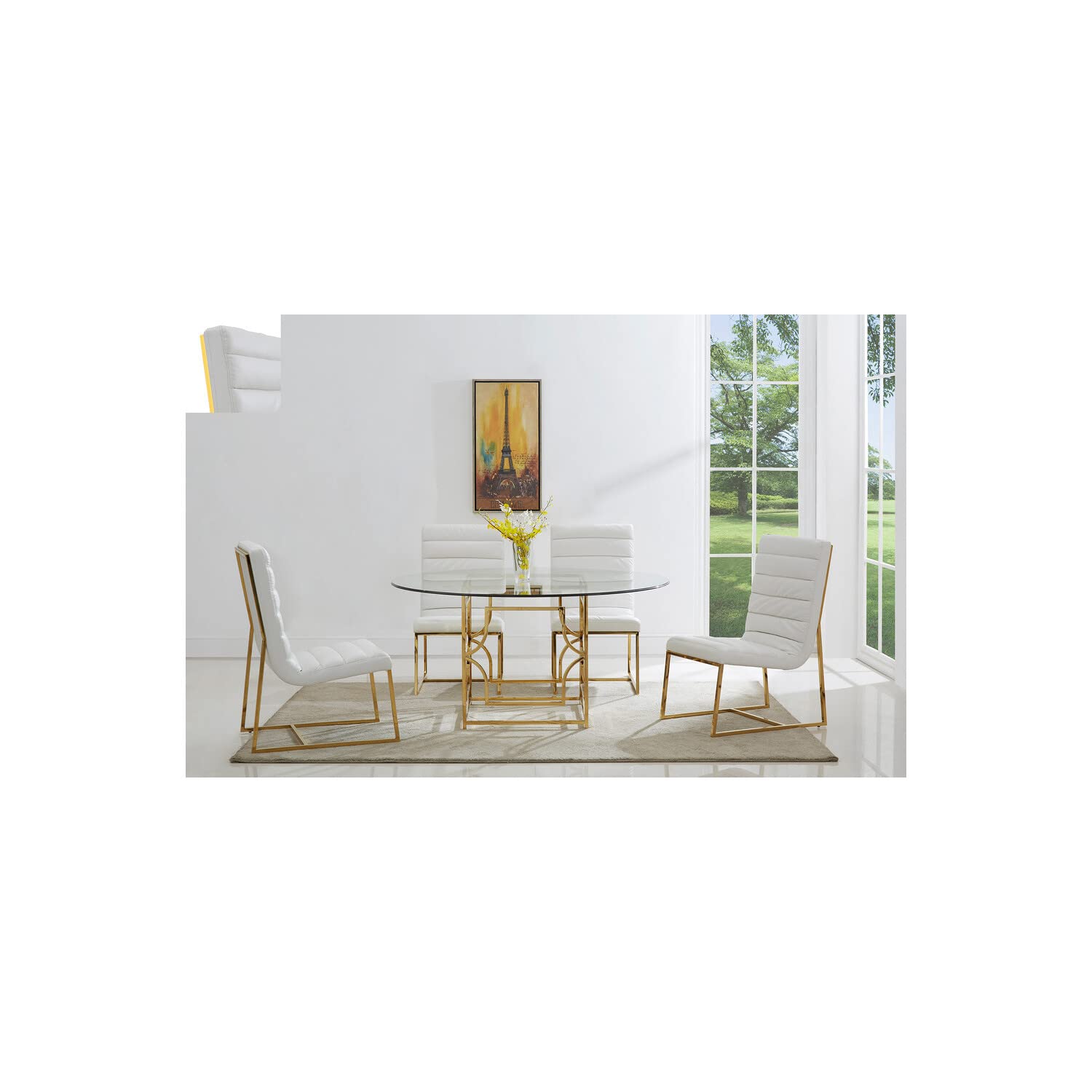 Best Master Alexis 54&quot; Stainless Steel And Glass Round Dining Table In Gold