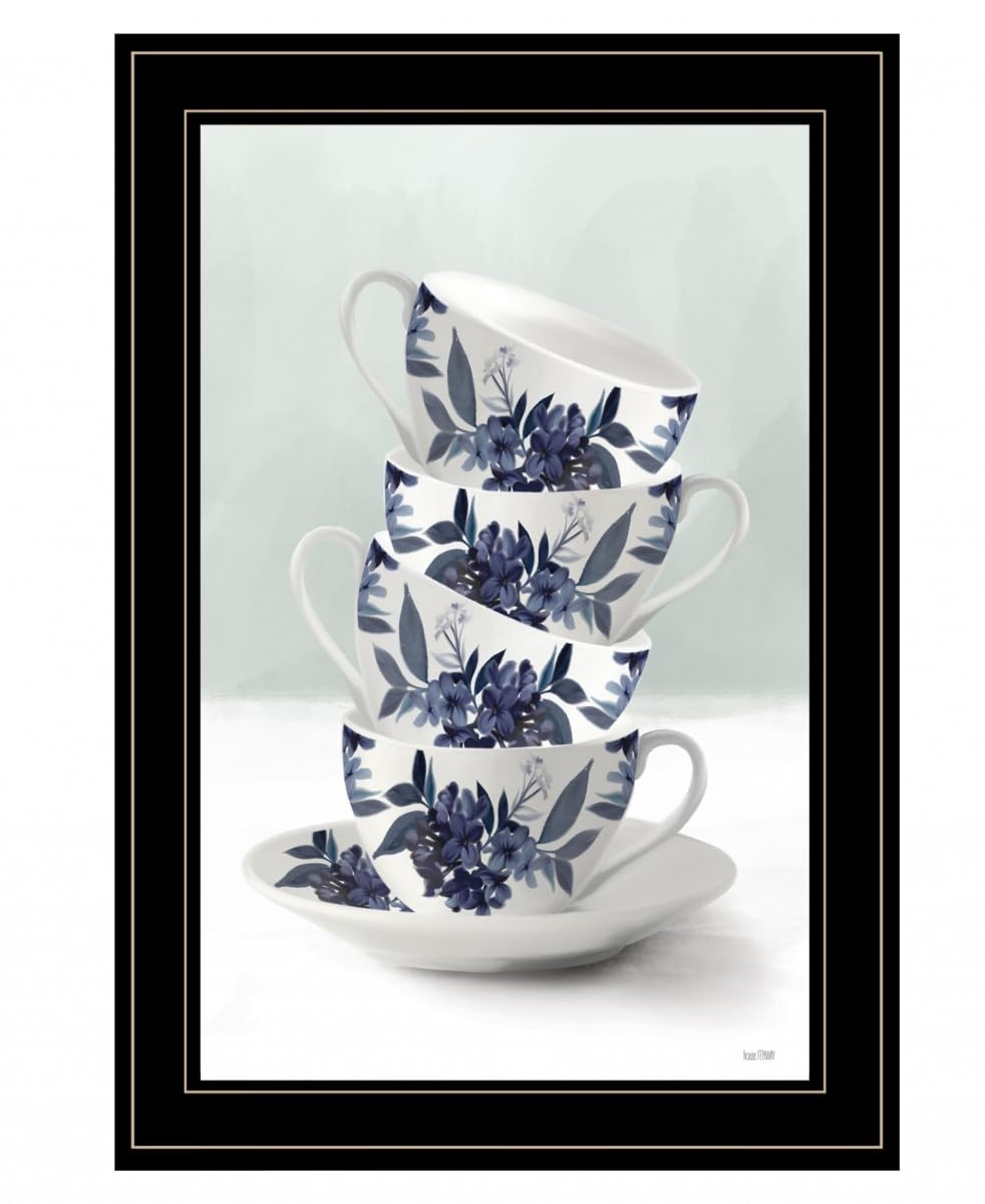 HomeRoots 408107 21 x 15 x 1 in. Tea Tower Blue 3 Black Framed Print Wall Art