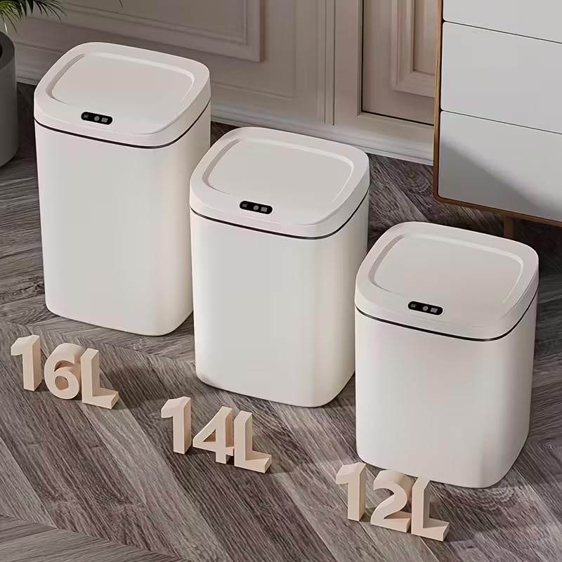 ZNJFLGUI Smart Touchless Trash Can with Motion Sensor, Automatic Lid, MultiSize Garbage Bin for Home & Office (12 Liters)