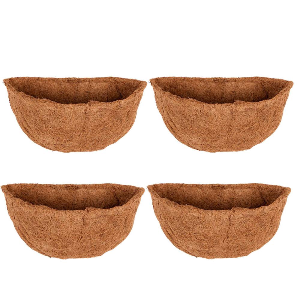 Frillybutts 4 Pcs Coconut Liners For Planters Half Round 10' Half Circle Coco Fiber Replacement Liners For Wall Hanging Baskets