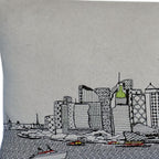 HomeRoots Cream 35' White Shanghai Daylight Skyline Lumbar Decorative Pillow