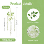 Luerbi 5 Pack Cream Wisteria Hanging Flowers Garland, 3.77 Feet Cream Artificial Wisteria Flower Vines, Fake Cream Wisteria, Cre