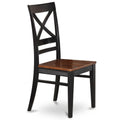 East West Furniture QUC-BLK-W Quincy Kitchen Dining Cross Back Wooden Seat Chairs, Set of 2, Black & Cherry
