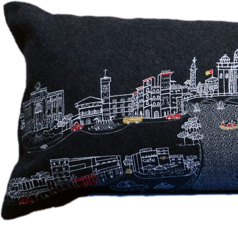 HomeRoots Grey 45' Black Rome Nighttime Skyline Lumbar Decorative Pillow
