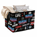 Nurse Theme Laundry Hamper with Handles,Large 56L Foldable Square Clothes Basket MultiUse Blanket Storage Bins for Organizing B