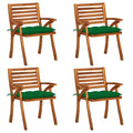vidaXL 4X Solid Acacia Wood Patio Chairs with Cushions Garden Outdoor Balcony Backyard Terrace Dining Dinner Lounge Seating Home Furniture
