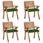 vidaXL 4X Solid Acacia Wood Patio Chairs with Cushions Garden Outdoor Balcony Backyard Terrace Dining Dinner Lounge Seating Home Furniture