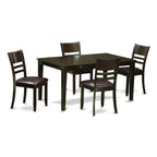 East West Furniture CALY5-CAP-LC 5 Piece Dining Set Includes a Rectangle Dinner Table and 4 Faux Leather Kitchen Dining Chairs, 36x60 Inch, Cappuccino