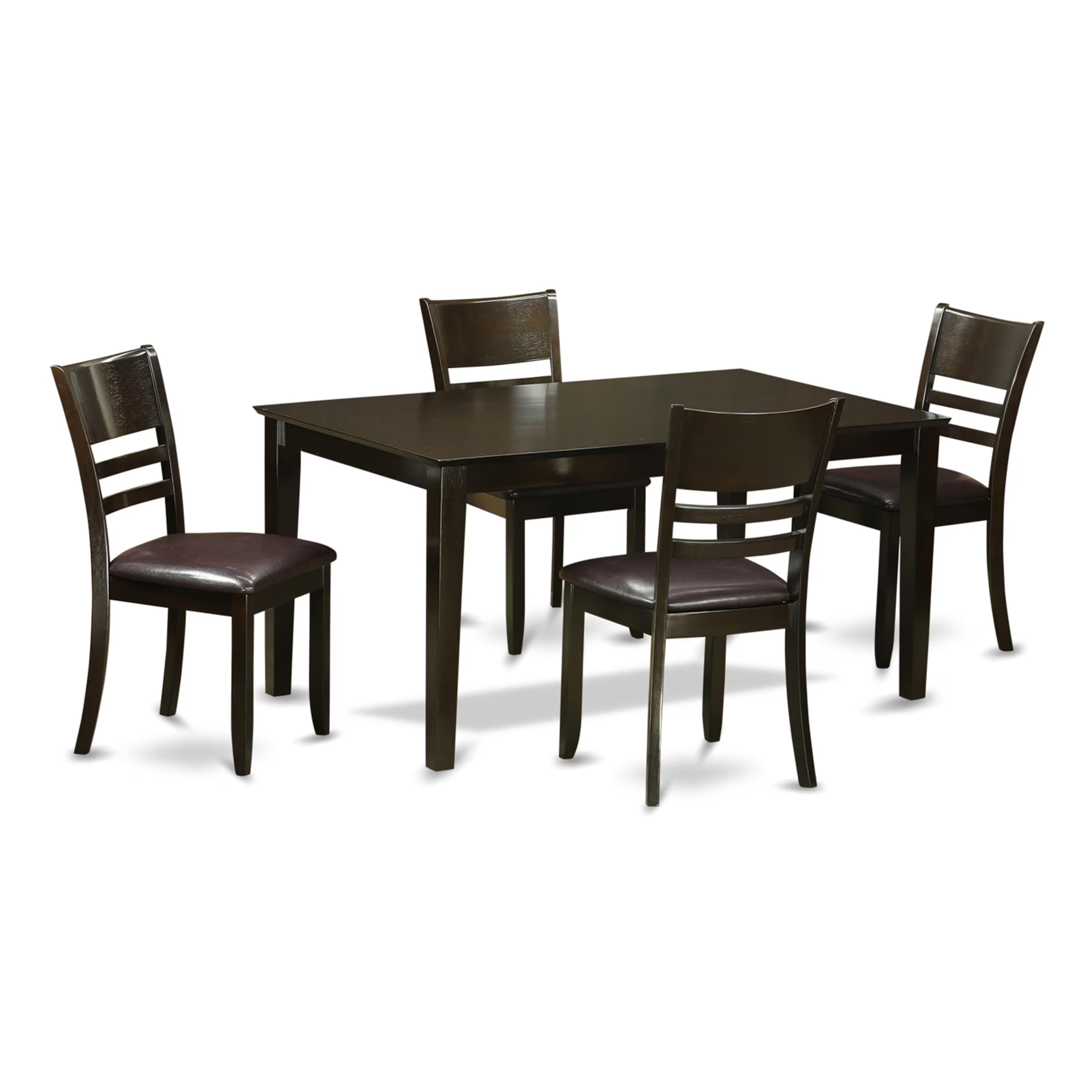 East West Furniture CALY5-CAP-LC 5 Piece Dining Set Includes a Rectangle Dinner Table and 4 Faux Leather Kitchen Dining Chairs, 36x60 Inch, Cappuccino
