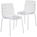 Astor Water Ripple Design Dining Chair in White Base Clear Seat Set of 2